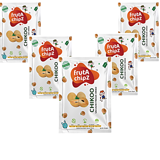 frutA chipZ  Dried Chikoo for Kids and Adults | 100% Natural | Healthy Chikoo Fruit Chips | Vacuum Freeze-Dried Fruit Slices | Pack of 5| 100 Gms | Ready to Eat | Crunchy - Image 4