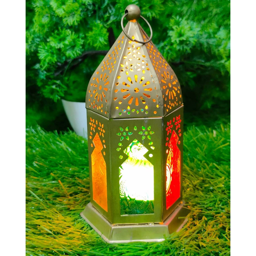 Metal Mandir Lantern With Multicolour Windows🏮👌 - Image 4