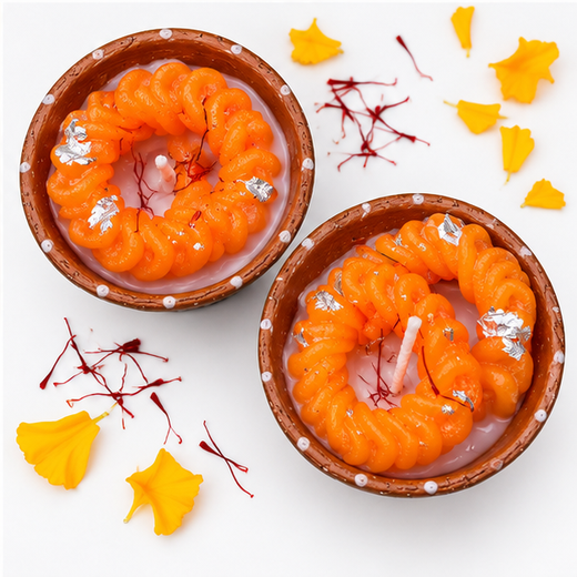 2 Piece Rabdi Imarti Candle In Terracotta Bowl (Pack of 2) (Box Size: 8.5*4.5 Inch) 🕯️ - Image 4
