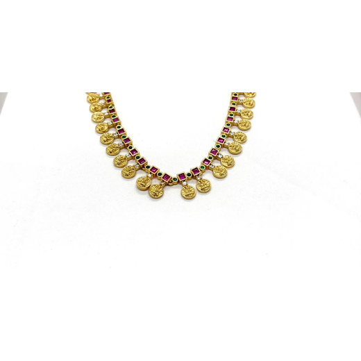 Gold finishing Lord Lakshmi Short Necklace - Image 2