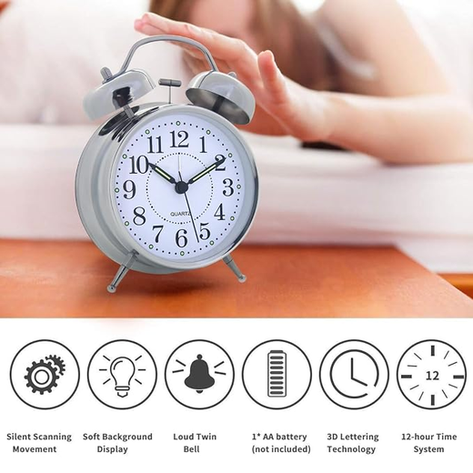 Silver Alarm Clock - Image 3