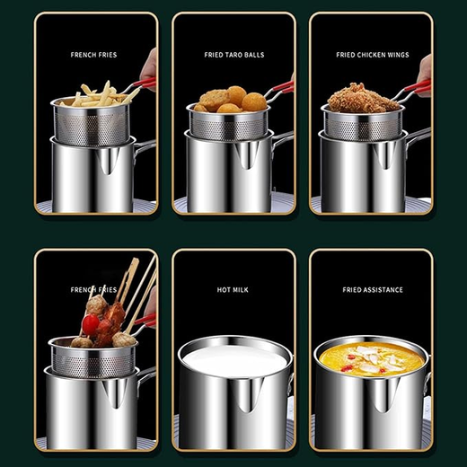 Stainless Steel Deep Fryer Pot with Basket - Image 3