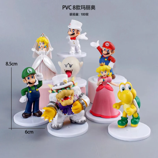 Mario set of 8 pcs white tray