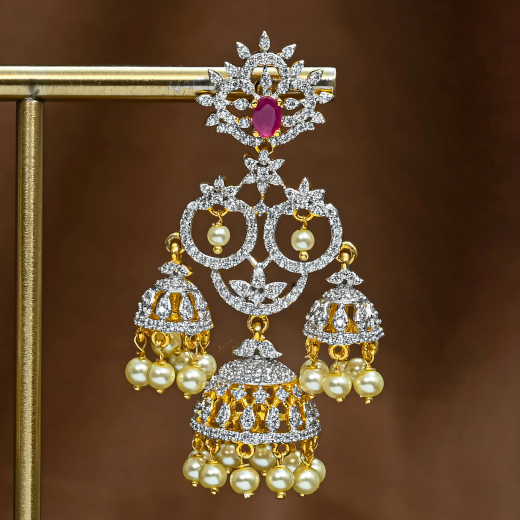 G.J polishing With Pink Stone Jhumka - Image 3