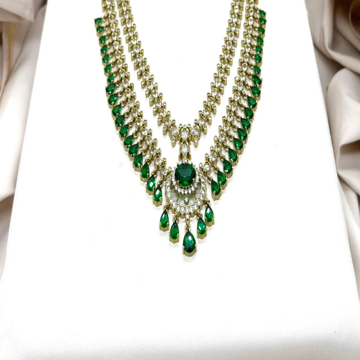 Victorian Green Stone's Two steps Long Necklace - Image 2