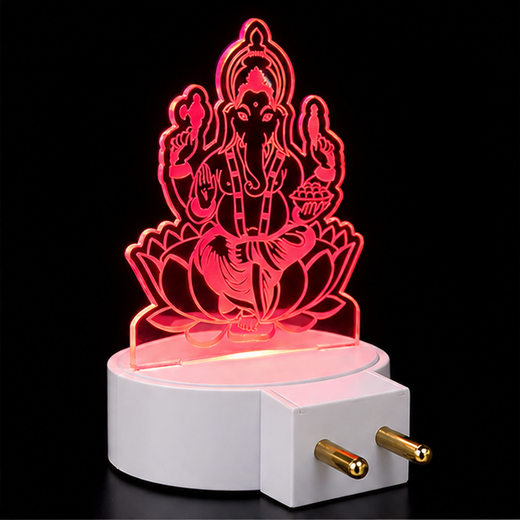 Trans Sheet Multicolour Lighting Ganesh Ji Night Lamp (Size: 10*6.5 Cm) - Image 4