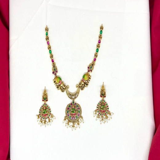 Meenakari Enamel Antique finish With lord Lakshmi Short Necklace
