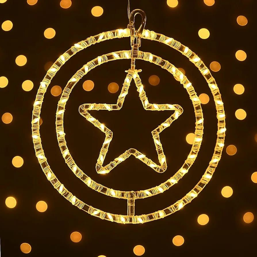 Warm White Star Ring Pendant (Size: 12 Inch) ✨