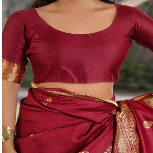 Maroon Silk Woven Banarasi Saree - Image 2