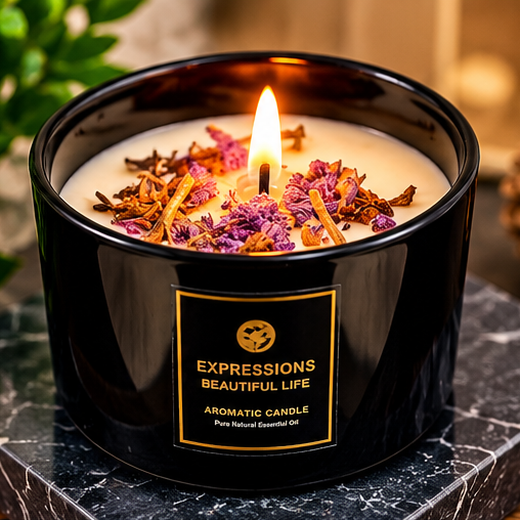 Beautiful Decorative Premium Aroma Glass Candle With Real Flowers (Size: 4*2.5 Inch) (1 Piece) 🕯️ - Image 2