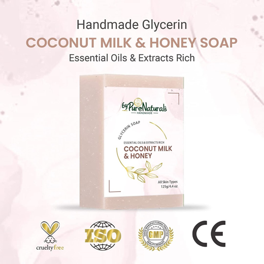 Organic, Mesmerizing, and Natural Glycerin Made Coconut Milk & Honey Soap For Men Women  Pack of 2 - Image 2