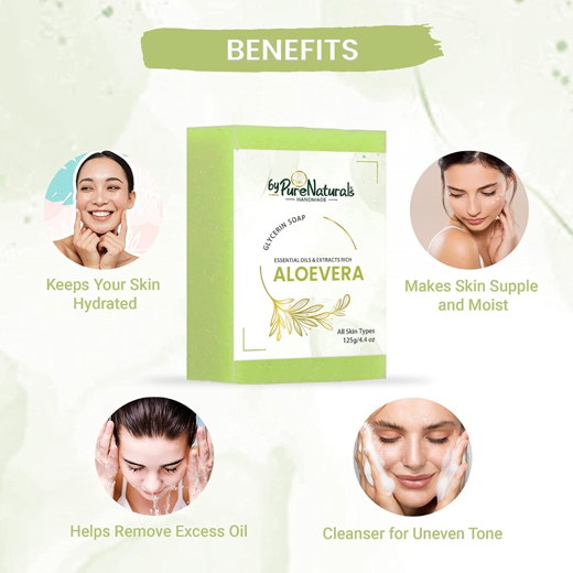 Organic, Mesmerizing, and Natural Glycerin Made Aloevera Soap For Men Women  Pack of 2 - Image 4