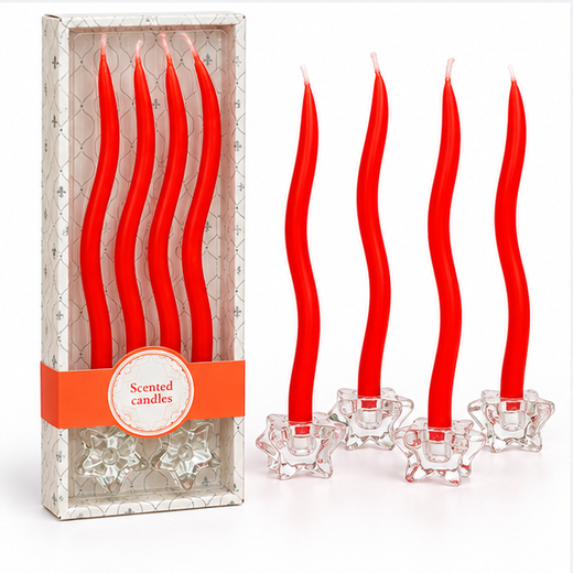 4 Piece Spiral Wax Candle Set Wit 2 Stand 🕯️ - Image 3