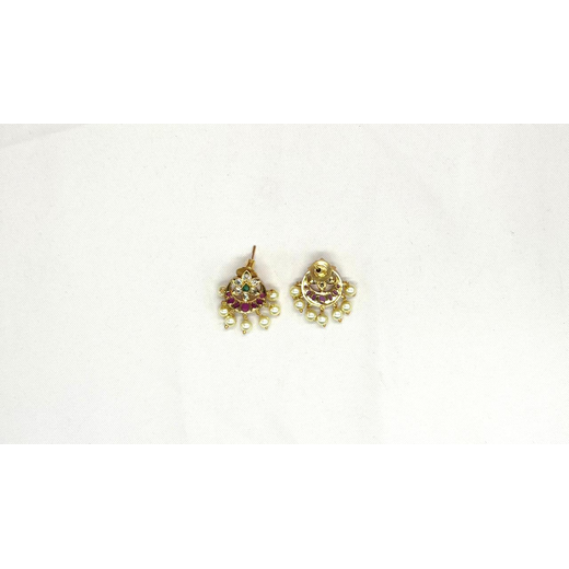 Matte finishing With Kempu Stone pendent Short Necklace - Image 2