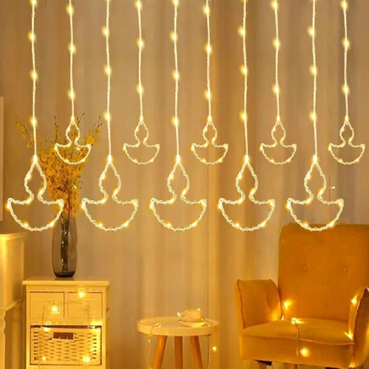 New 5+5 Crystal SMD Diya Curtain Light (Warm White) 🪔✨ - Image 2