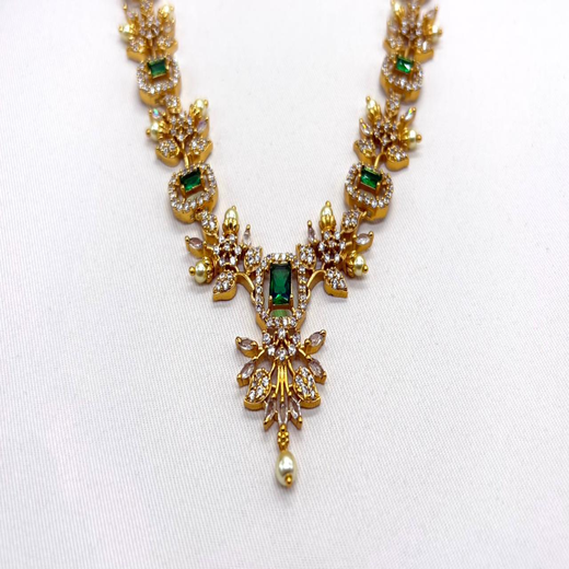 Gold Short Necklace with Multi-Coloured Stones | Artificial Jewellery - Image 2