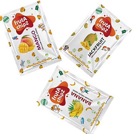 frutA chipZ Freeze Dried  Fruit Mango 20 Gms/ Banana 30 Gms/ Chikoo 20 Gms  | 100% Natural | Healthy Fruit Chips | Ready to EAT | Crunchy |