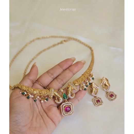 Premium Gold Plated Short Necklace Set - Image 3