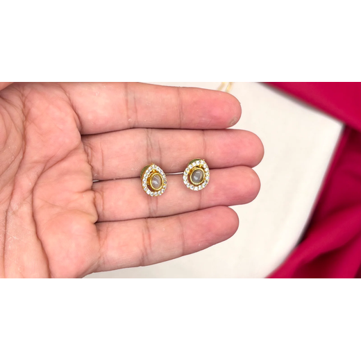 Premium white Stone Two Layer Pendant Necklace Set - Image 2