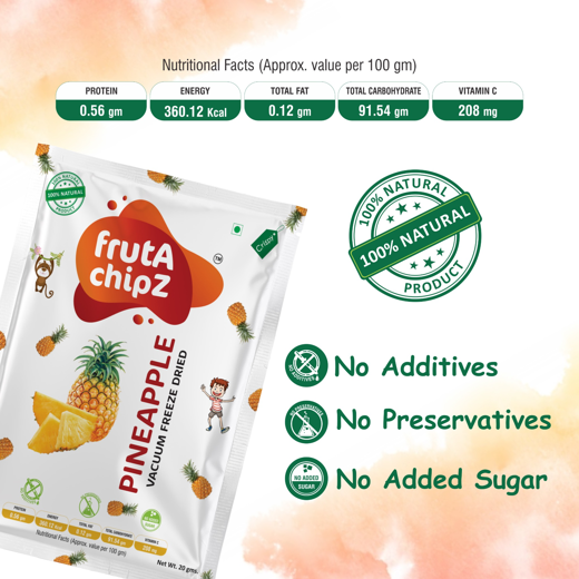 frutA chipZ Freeze Dried Fruit Mango 20 Gms/ Banana 30 Gms/ Pineapple 20 Gms | 100% Natural | Healthy Fruit Chips | Ready to EAT | Crunchy | - Image 4