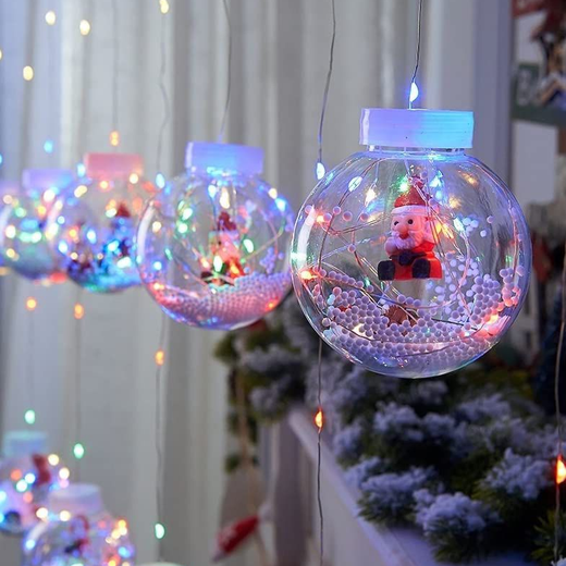 5+5 Multicolour Christmas Santa Ball Curtain Light 🎅 - Image 2