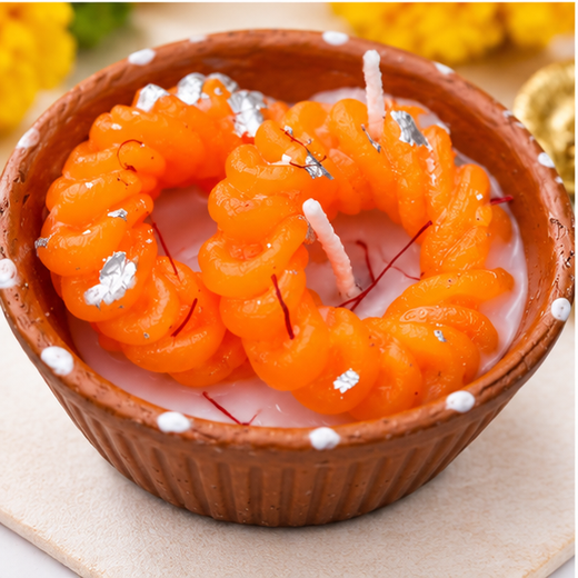 2 Piece Rabdi Imarti Candle In Terracotta Bowl (Pack of 2) (Box Size: 8.5*4.5 Inch) 🕯️ - Image 2