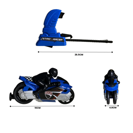 Bike Launcher High Speed Pull Back Motorcycle Toy with Launcher Gun -Friction-Powered(Ages 2+) - Image 4