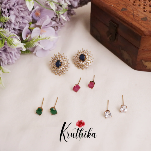 Changeable Stone Flower Design Earrings