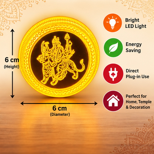 Durga Maa LED 2 Pin Night Lamp (MG45) (Size: 8cm) - Image 4