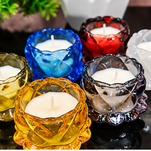 Beautiful Flower Design Glass Aroma Candle (12 Piece Box) 🕯️
