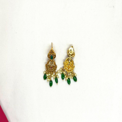Classic antique finish adorned green stones short Necklace - Image 3