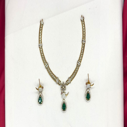 Victorian finishing Green Stone Parrot Designed Kanti