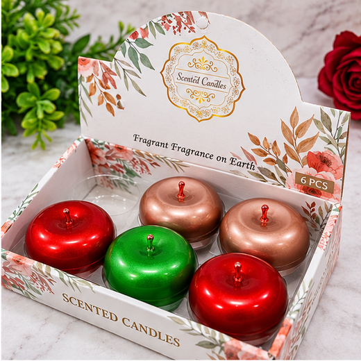 Apple Design Decorative Aroma Candle (6 Piece Box) 🍎 🕯️