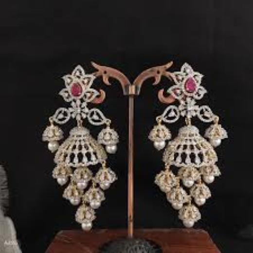 G.J polishing With Pink Stone Jhumka