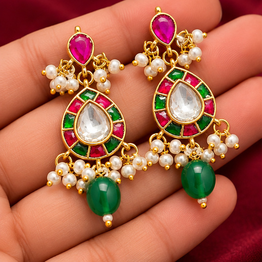 Real Jadau Kundan Earring - Image 3
