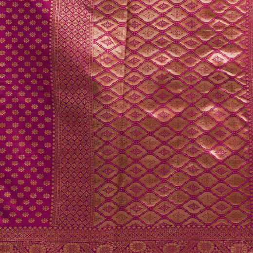 Rani Pink Silk Woven Banarasi Saree - Image 3