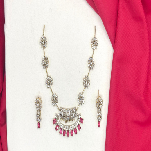 Victorian Red Zircon stones Short Necklace