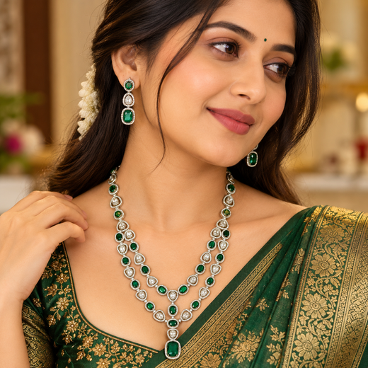 Victorian Two Steps With Green Stone's Long Necklace - Image 4